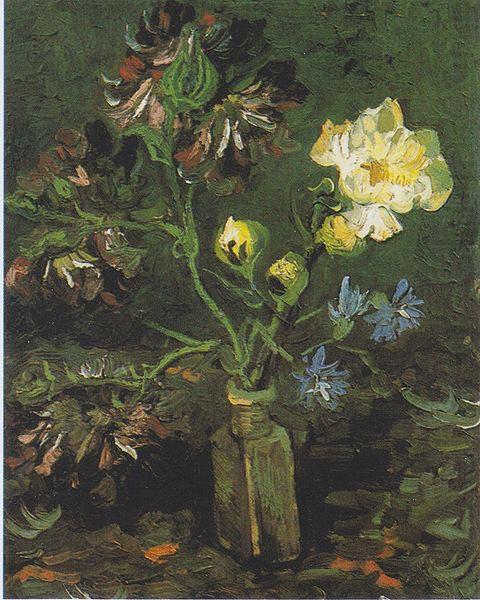 Vase with Forget-me-not and Peony, Vincent Van Gogh